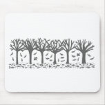 Autumn Trees with Falling Leaves Silhouette Mousepads