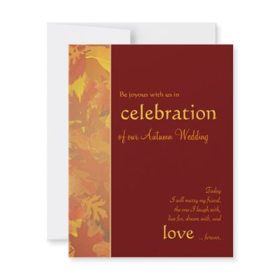 Beautiful Wedding Invitation Cards on Beautiful Autumn Motif Wedding Invitation Cards With Envelopes