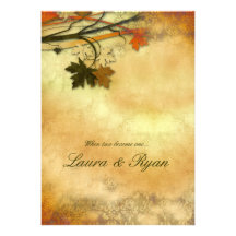 Autumn Wedding Invitation Maple Leaves Orange