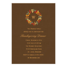 Autumn Wreath Thanksgiving Party Invitation