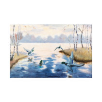 Autumns Mallards Wrapped Canvas Print