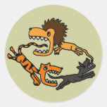AV- Lion Chasing Tiger Chasing Dog Art Stickers