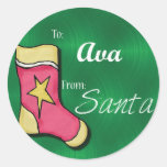 Ava Personalised Stocking Label Round Sticker