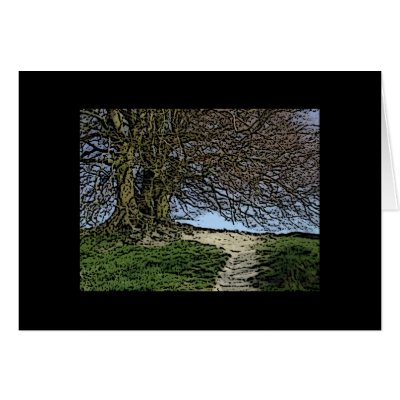 Avebury, Wiltshire, England. Tree and path. Greeting Cards by PsyborgAli