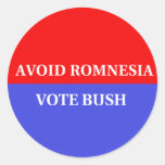 Avoid Romnesia - Vote Bush Funny Sticker
