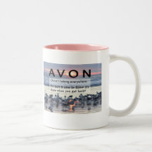 AVON Pink Ringed Coffee Mug
