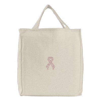 Awareness Pink Ribbon Doodle Canvas Bag by vektorkraft