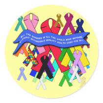 Awareness Ribbons for Universal Health Care Stickers