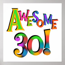 Awesome 30 Birthday T-shirts and Gifts Posters