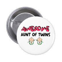 AWESOME Aunt of TWINS Pinback Button