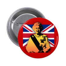 Awesome Pop Art Diamond Jubilee with Union Jack Pinback Button