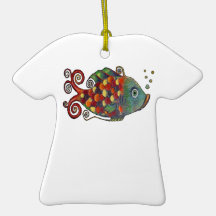 Awesome Rainbow Whimsical Fish Artsy Hippie Cool Christmas Tree Ornaments