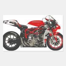 Awesome Red Racing Motorcycle Rectangle Sticker