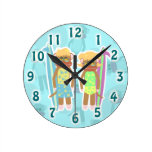 Awesome Surfing Sockmonkeys! Wallclocks