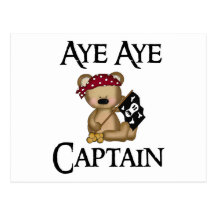 Aye Aye Captain Teddy Bear Pirate Postcard