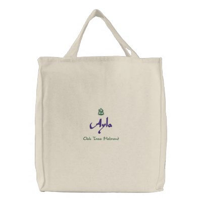 Ayla Name With Hebrew Meaning Natural Canvas Bag