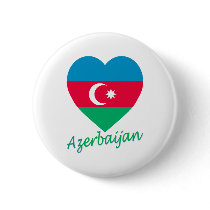 Azerbaijan Flag Heart Pinback Button