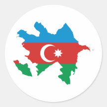 Azerbaijan Flag map AZ Round Sticker