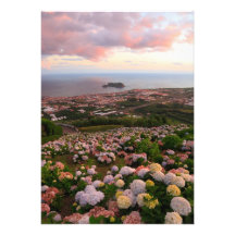Azorean town at sunset invite