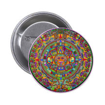 Aztec Calendar Pinback Button