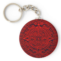 Aztec Calendar - (red) key chain