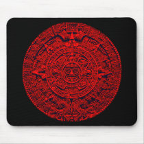 Aztec Calendar - red Mousepad