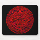 Aztec Calendar - red Mousepad