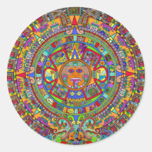 Aztec Calendar Round Stickers