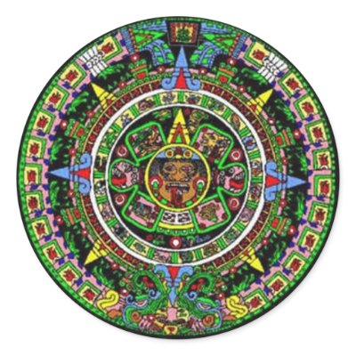 Aztec Calendar Round Stickers by fataichi