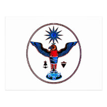 aztec clear style eagle sun symbols pagan design.p postcards