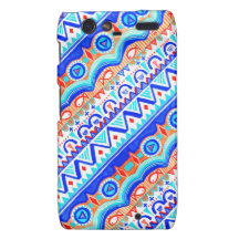 Aztec Colourful Blue Orange And White Pattern Motorola Droid RAZR Cover