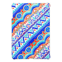 Aztec Colourful Blue Orange And White Pattern Case For The iPad Mini