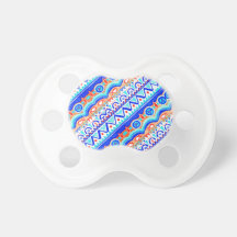 Aztec Colourful Blue Orange And White Pattern Pacifier