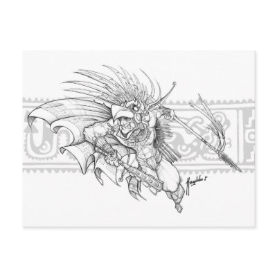 Aztec Eagle Warrior Postcard by Magolobo