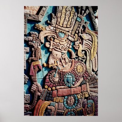 Aztec Inca Indian High Priest Pyramid Art Poster by ScenicEarthStudios