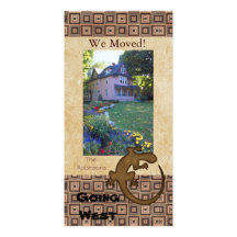 aztec lizard browns We Moved announcement Picture Card