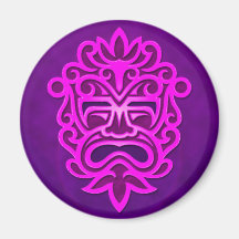 Aztec Mask Design – purple Fridge Magnets