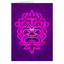 Aztec Mask Design – purple Greeting Card