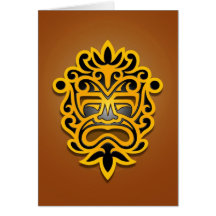 Aztec Mask Design, Yellow and Black Card