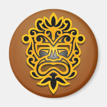 Aztec Mask Design – yellow and black Magnets