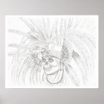 aztec/ mayan skull warrior print