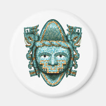Aztec Mosaic Quetzalcoatl Mask Fridge Magnet