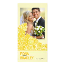 Aztec Paisley Thank You yellow eggshell Personalised Photo Card