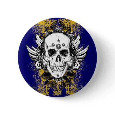 Aztec-Skull Pinback Button by karabunda