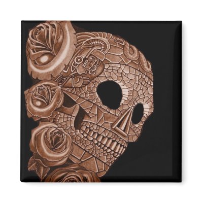 aztec skull RITON TATTOO Magnets by ritonman