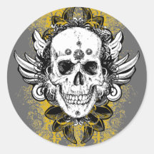 Aztec-Skull Round Sticker