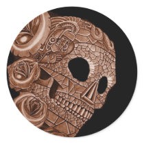 AZTEC SKULL ROUND STICKER