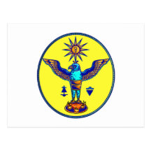aztec style eagle sun symbols pagan design.png post cards