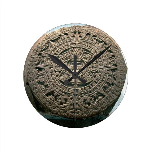 Aztec "Sun calendar," Mexico City Round Clocks Zazzle