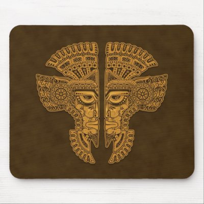 Aztec Twins (brown) Mouse Pads by JeffBartels